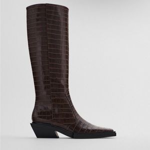 Zara crocodile knee high boots, size 38